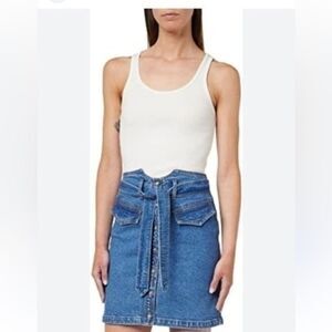 Naf Naf  denim, Skirt, Stone blue I’ll size 36 us size 6 pockets pearl button